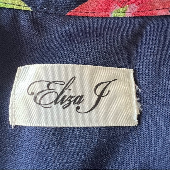 Eliza J Floral Midi Maxi Dress Navy and Pink Plus Size - Picture 10 of 14